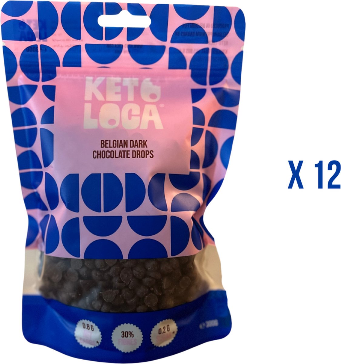 KETO-LOCA® - Dark Belgian Chocolate Drops x 12 x 300g