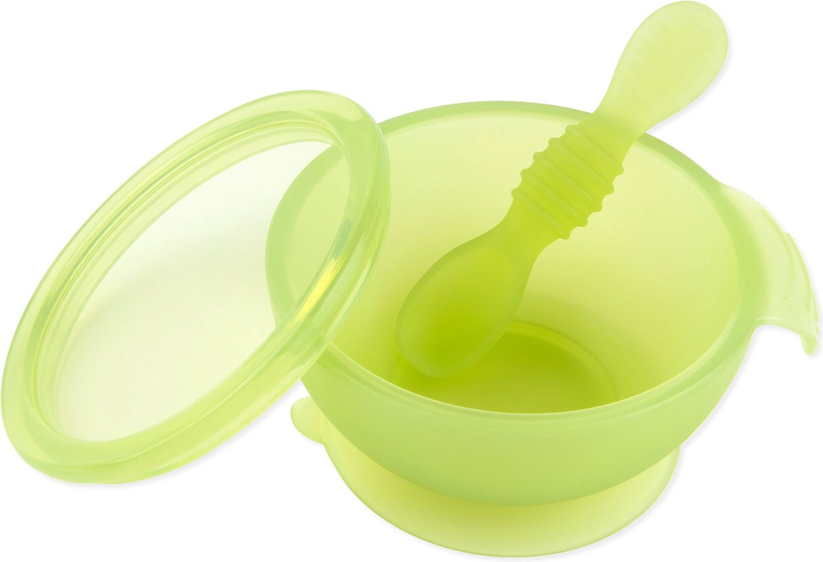 Goedkoopste Bumkins - Siliconen eerste baby eetset - Groen Jelly
