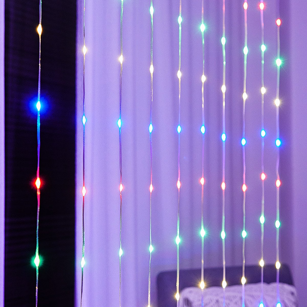 Dailyiled - Waterval lichtgordijn - 3x2 meter - 200 led - multicolor - kerstverlichting
