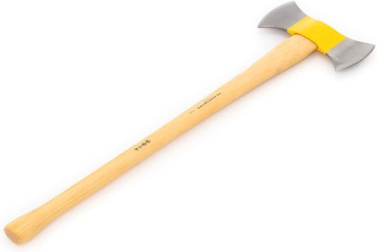 Dubbele ILTIS®-bijl met hickory-houten handvat - 900 mm lang - Gepolijste snijkant voor efficiënt gebruik — afbeelding 3