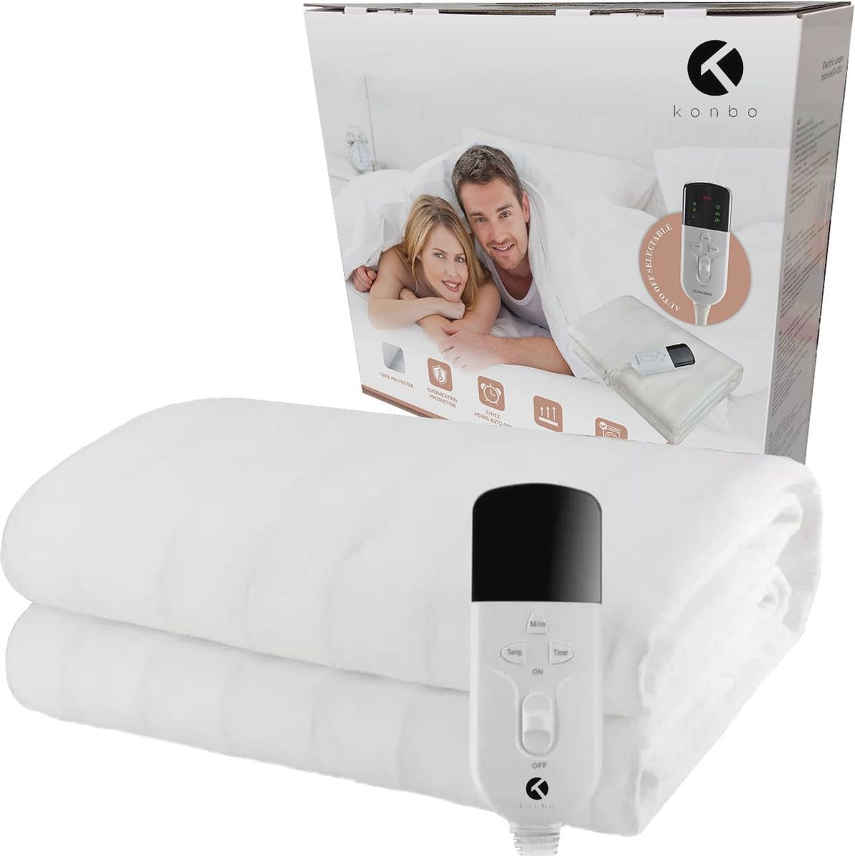 Bedwarmer voor eenpersoonsbed, 150 x 80 cm, snellere verwarming met gepersonaliseerde tijdinstelling
