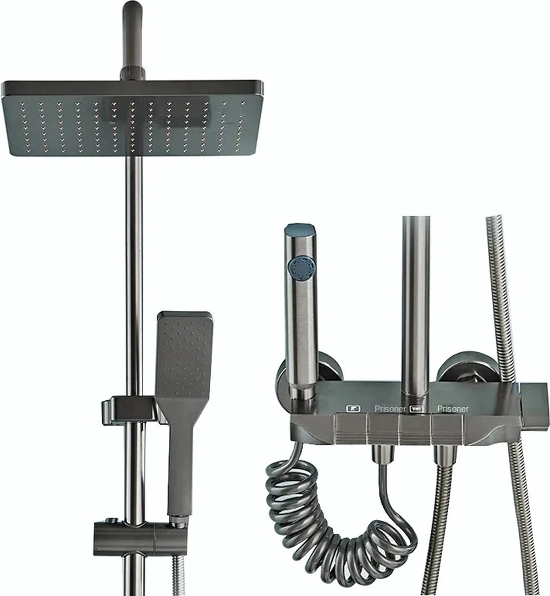 Regendouche - Douchekop - Doucheset - Regendouchekop - Pianoknop schakelaar - Douche - Aluminium