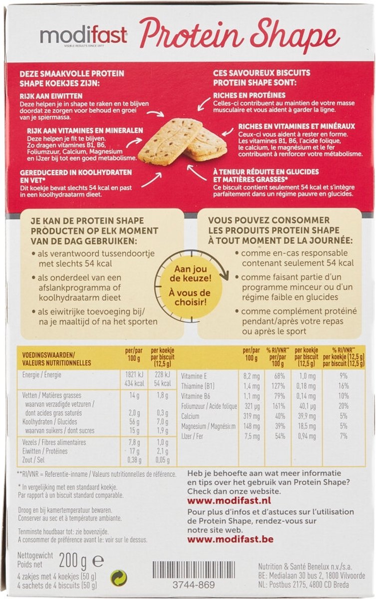 Goedkoopste Modifast Protein Shape Biscuits - Granen en Chocolade - 16 stuks