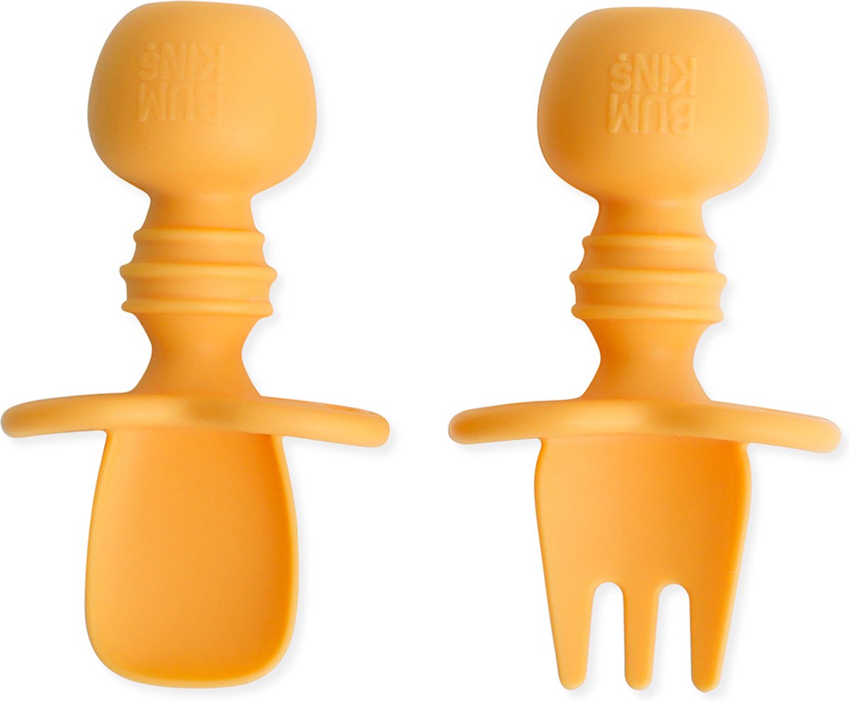 Goedkoopste Bumkins - Siliconen baby lepel en vork - Oranje