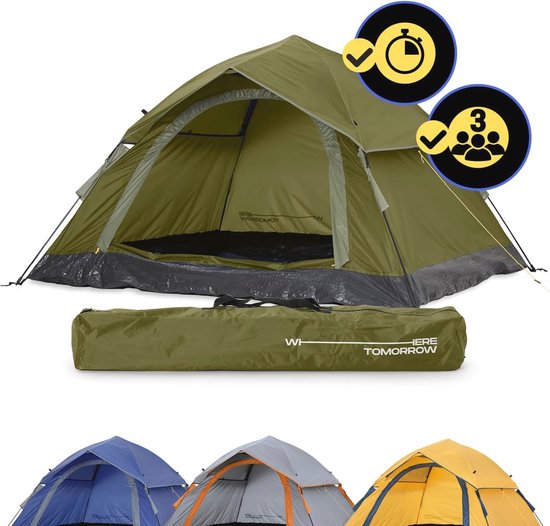 Lichtgewicht Pop Up Camping Tent voor 2-3 Personen | Waterdicht en Snel Op te Zetten | Ideaal voor Trekking en Festivals | Bescherming tegen Wind en Zon