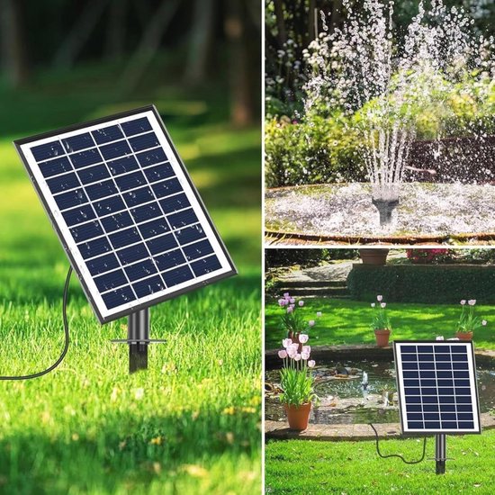 Tuinfontein, outdoor, zonne-energie, 9 V, 1,8 W, vijverpomp met 4