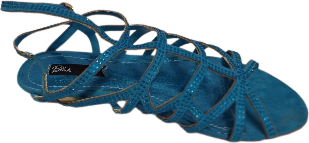 BLINK-SANDAL-BLEU-FAKE SUEDE-STRASS DETAILS-SIZE 38