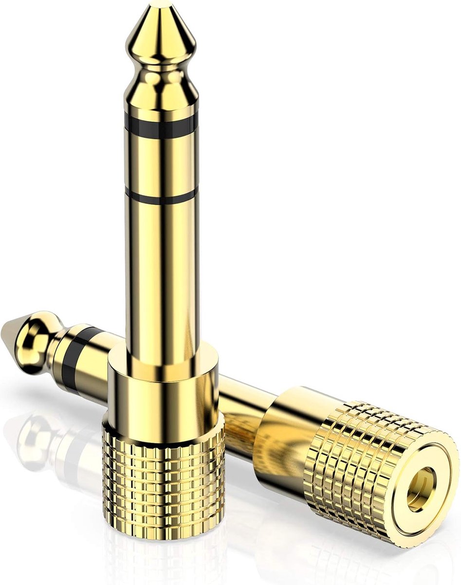 Sounix Jack Adapter - Audio Adapter - 2 Stuks - 6,35mm Jack (M) naar 3,5mm Jack (F) - Stereo Audio Adapter - Converter - Goud