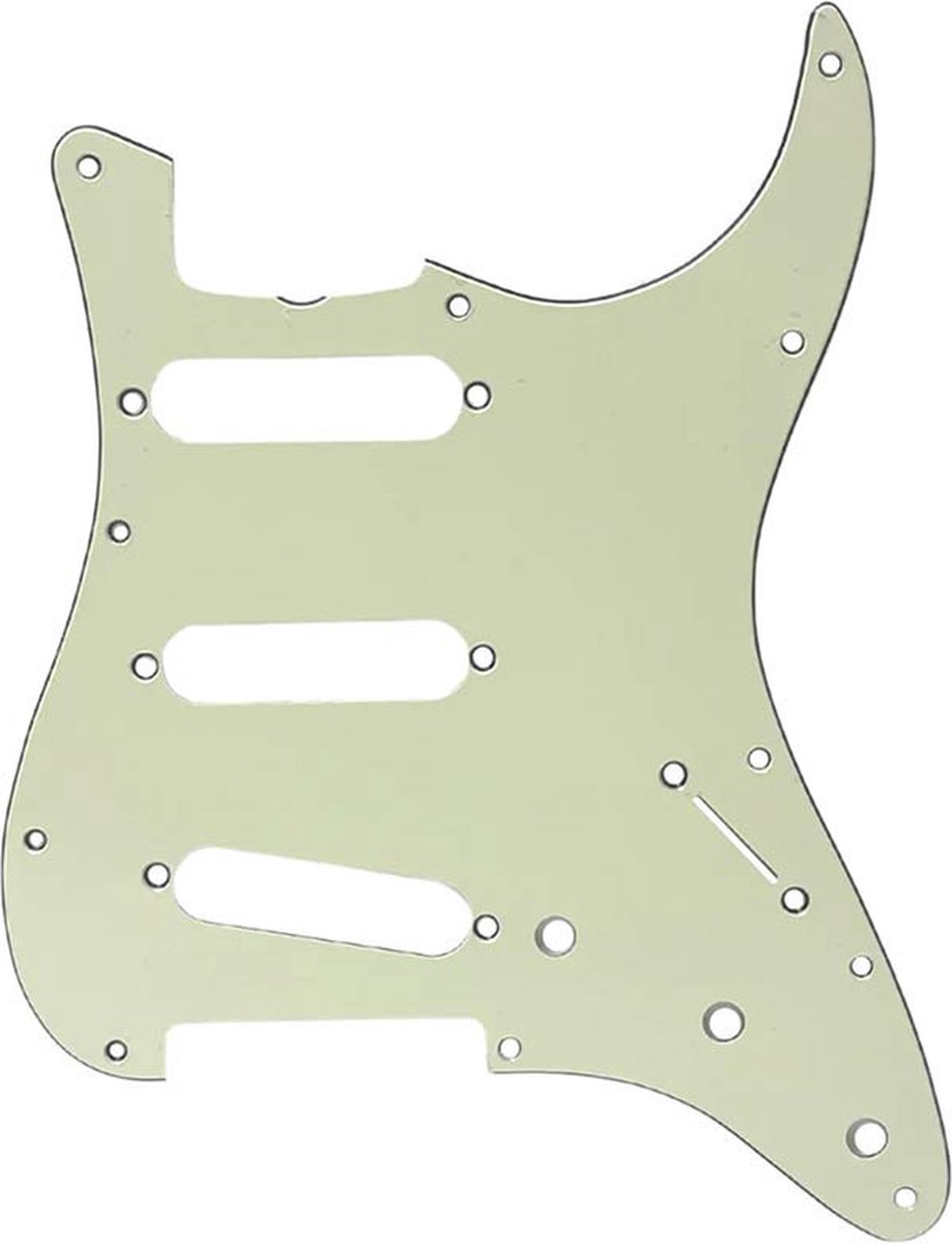 Allparts PG0554024 pickguard for Stratocaster, '62 style, 11 screwholes, 3-ply mint green (MG/B/MG)