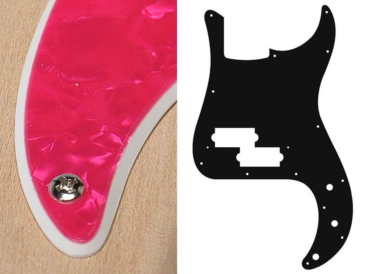 Boston PB-215-PP pickguard, Puncher bass, standard, 2 ply, pearl pink
