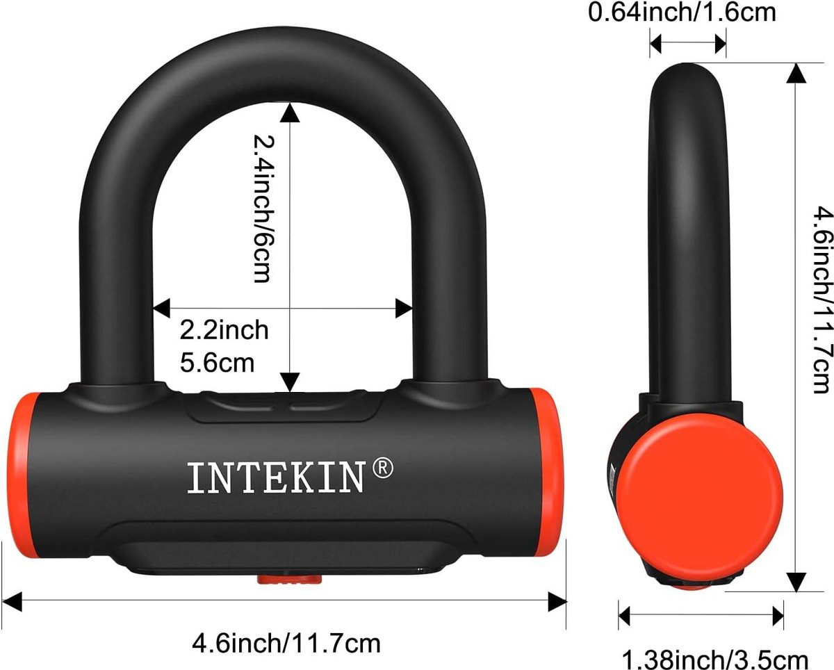 16 mm geharde stalen beugel mini-beugelslot - remschijfslot fietsslot U-slot voor e-bike - scooter e-scooter met 3 sleutels. – foto 6