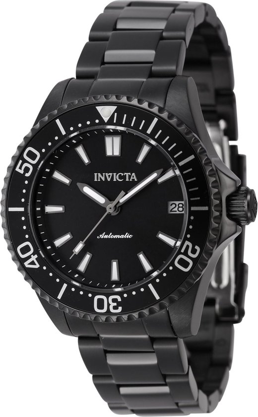 Invicta Pro Diver 47966 Heren Horloge - Waterdicht - Analoog - Automatisch Uurwerk - Roestvrij Staal met zwarte Wijzerplaat - 47mm