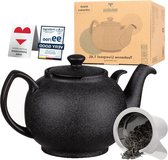 Bol.com Liverpool Zwart 16 L RVS Zeef Theepot Keramiek Druppelvrij - Theepot met Zeefinzet aanbieding