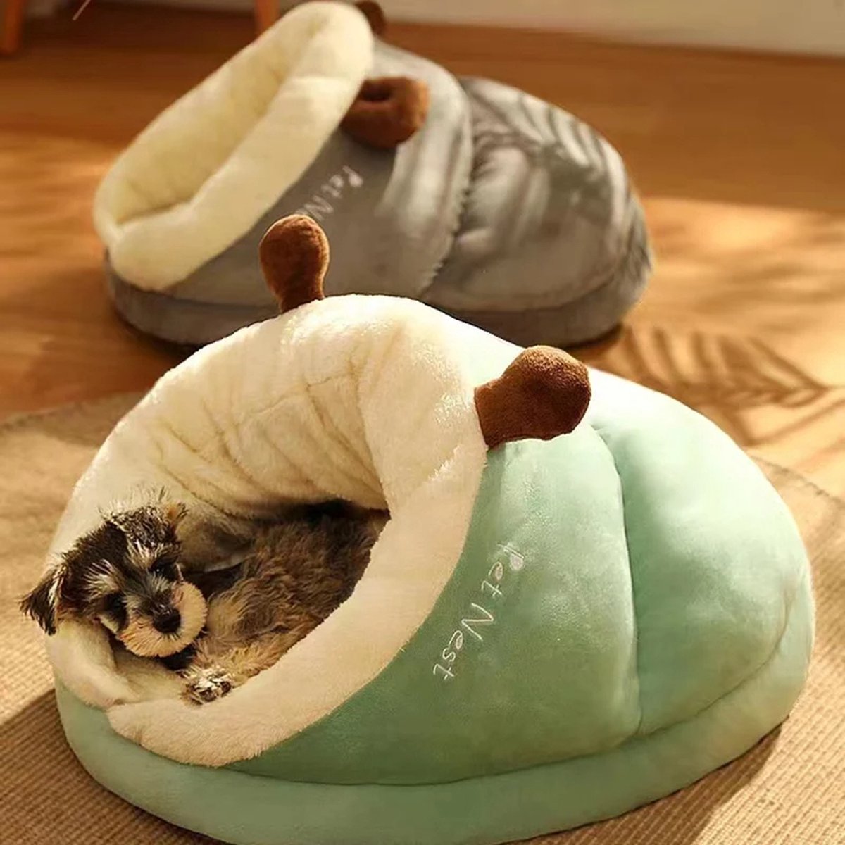 Warme Kleine Hondenslaapplaats – Ademend Slippersvorm Huisdierenbed | Vouwbaar, Wasbaar en Comfortabel Dierenbed voor Katten en Honden | Geschikt voor Binnen en Reizen | Zacht en Ondersteunend | 50x35x30 cm