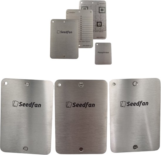 3x Seedfan Steel Kit - Sauvegarde Bitcoin en acier inoxydable - Sauvegarde 'seedphrase' et 'seed QR' en acier - Acier inoxydable - Métal