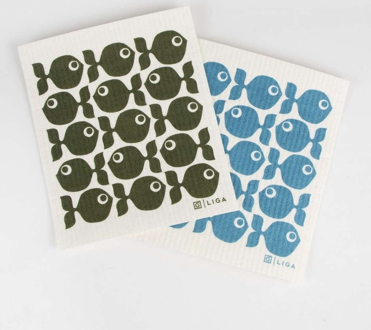 Goedkoopste Love Liga set van 2 ecologische vaatdoekjes hornsea vis