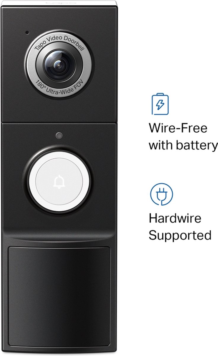 Afbeelding 2 van Tapo D235 Video deurbel met camera - inclusief chime/gong - 2K 5MP - Batterij of kabelvoeding- IP66-Slimme deurbel