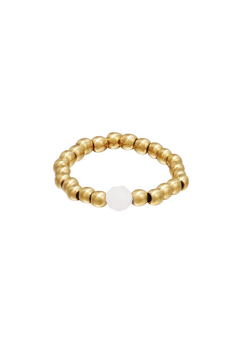 Teenring kralen Wit goud Hematiet 14
