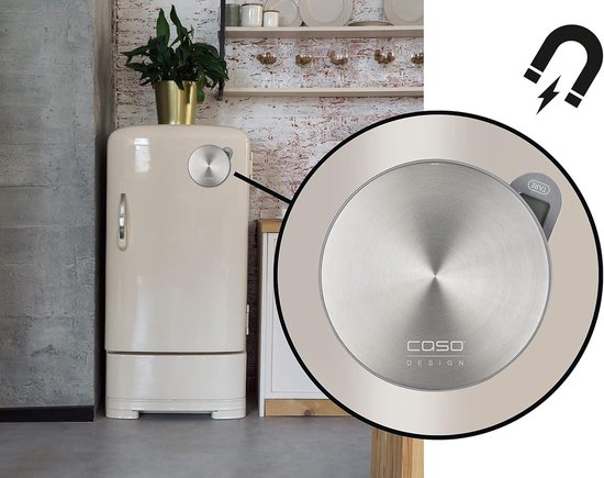 CASO Kitchen Energy Design Keukenweegschaal, digitale keukenweegschaal, batterijloos gebruik door kinetische energie, milieuvriendelijk en duurzaam, tot 5 kg in stappen van 1 g, roestvrij staal