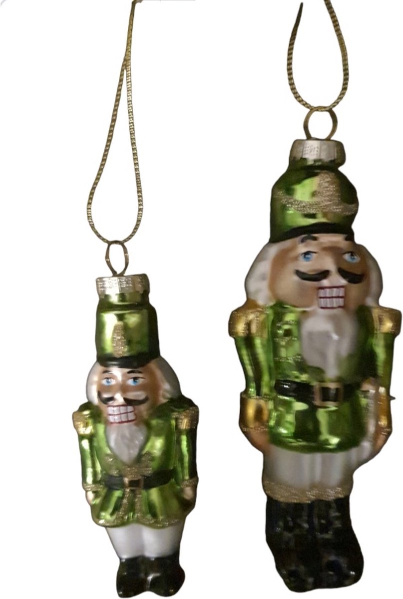House of Seasons Kersthanger Notenkraker l.groen Set van 2 ,Groter maat is L5,5xB4xH15cm
