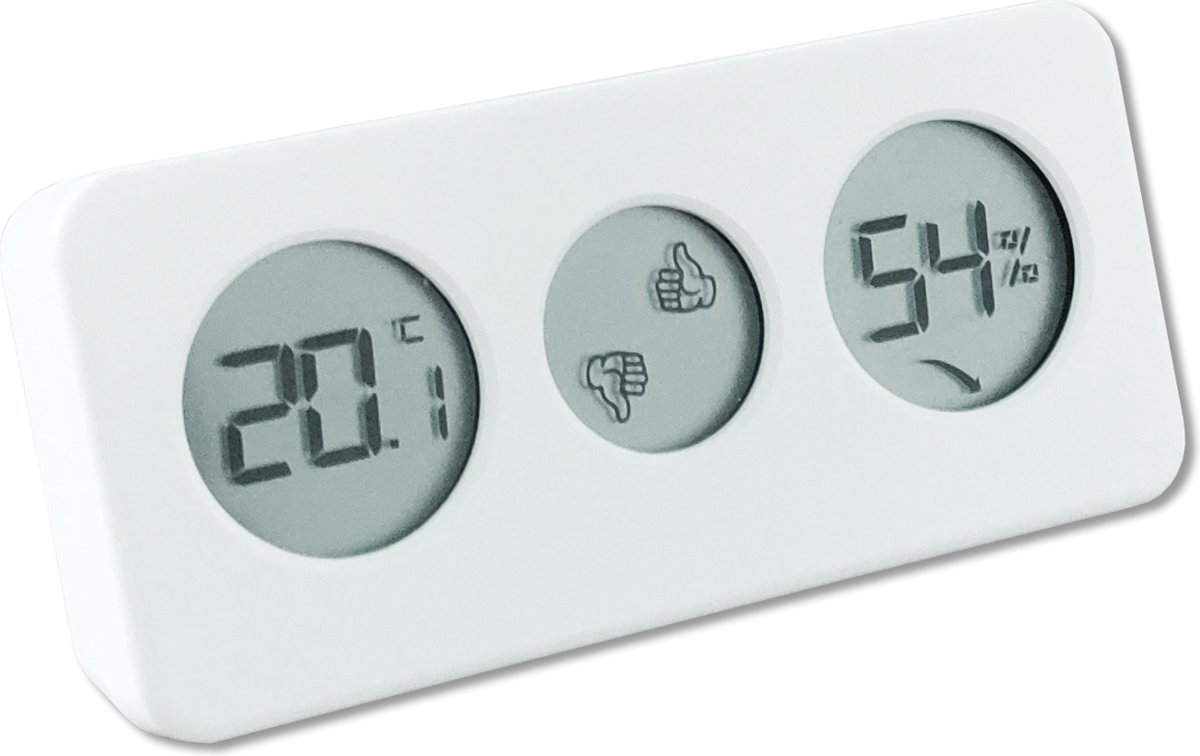 EcoSavers Hygro Thermo Coach Design LCD Hygrometer Thermometer - met adviesiconen voor energiebesparing