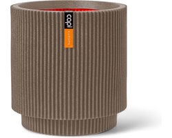 Capi Europe - Vaas cilinder Groove NL - 36x38 - Warm taupe - Bloempot voor binnen en buiten - Levenslang garantie - Breukbestendig - 100% Recyclebaar - CO2 Neutraal geproduceerd - KGVWT882