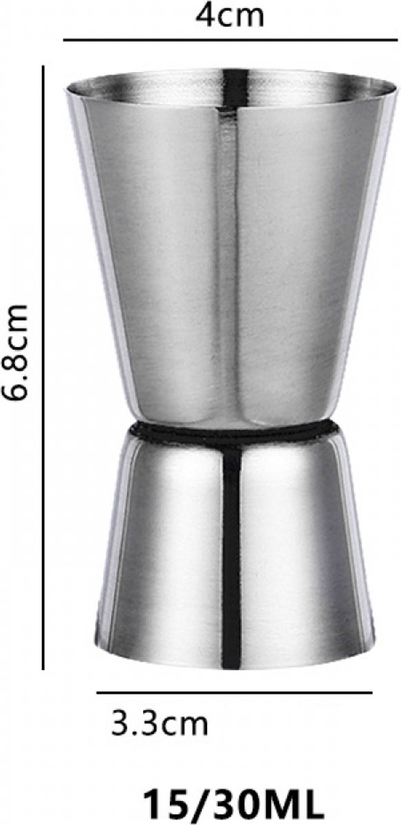15/30 ml Dubbele Cocktail Jigger, 2 Size Cocktail Maatbeker, Roestvrij staal Mooie Cocktail Bar Gereedschap Voor Bar Thuis Barman Party Drink