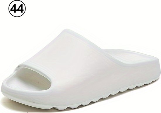 Slippers confortables Bovista - Chaussons de bain - Tongs - Dias antidérapantes - Semelle intérieure robuste - Wit - Pointure 44