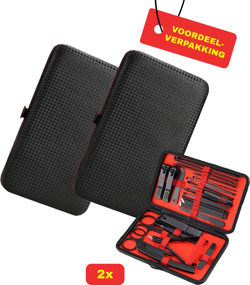 Goedkoopste 2x Nagelknipper Manicure Set - Met 24 Handige Gereedschappen - Voordeelverpakking!