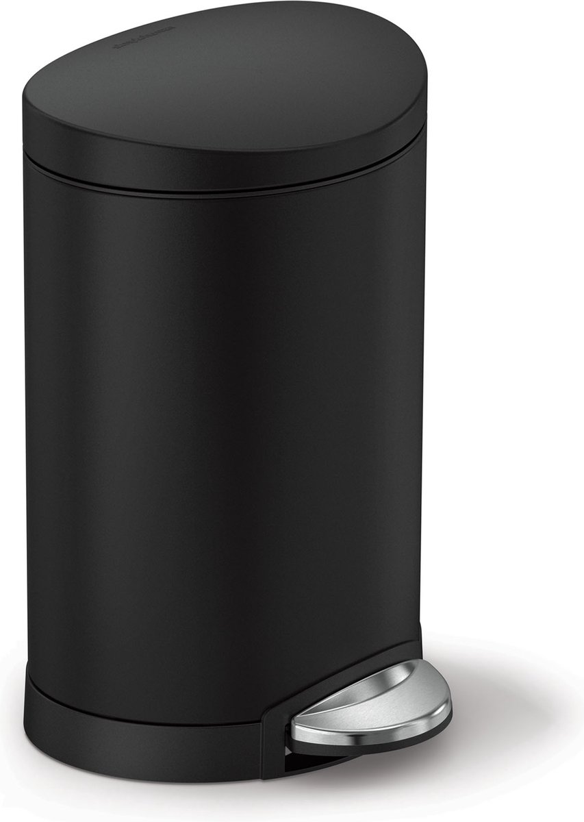 Goedkoopste Simplehuman - Prullenbak Half Rond 6 liter - Zwart - Roestvast Staal