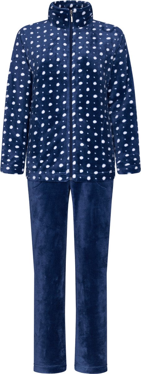 Rebelle Pastunette Huispak Dames Fleece - Donkerblauw pyjama pak met rits - Warm - 52