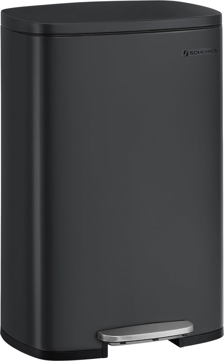 Goedkoopste FurnStar - Pedaalemmer - Keukenemmer 50L - Pedaalemmer voor Keuken - Vuilnisbak - Soft Close, Opstappedaal - Staal - Binnenemmer - Zwart