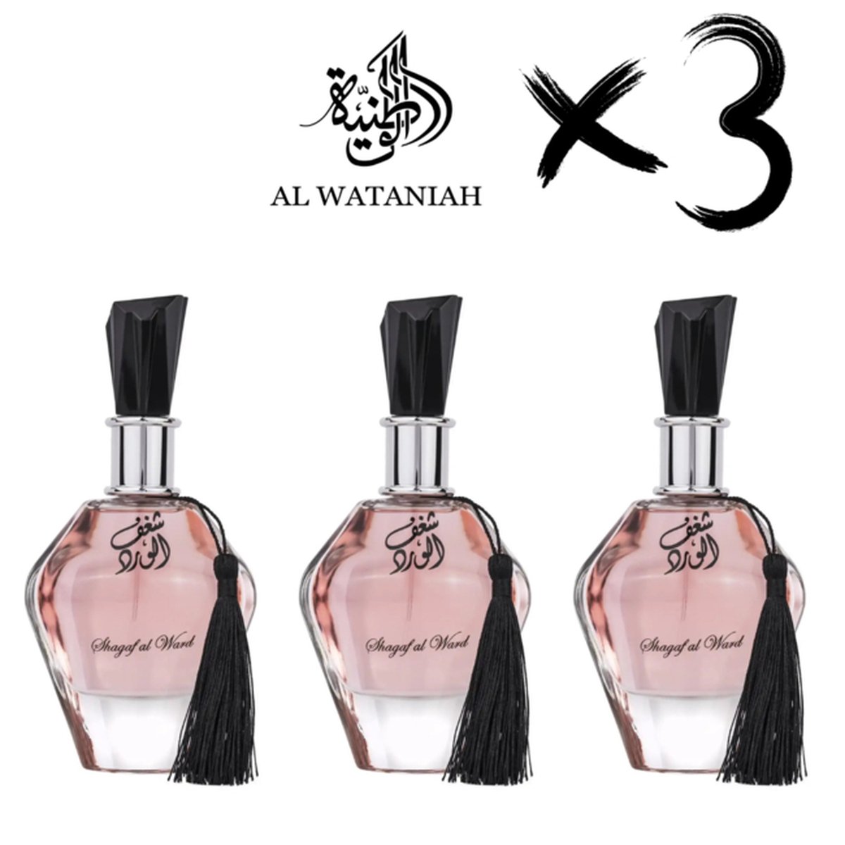 Goedkoopste AL WATANIAH 3 X Perfume SHAGAF AL WARD, 100ml