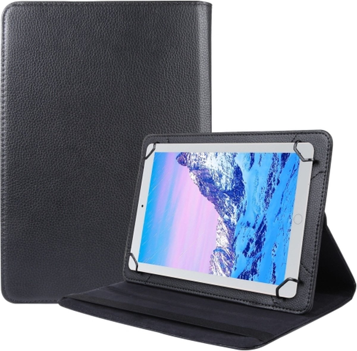 Universele Hoesje Geschikt voor Apple iPad /Samsung Galaxy/ Lenovo tabels etc. 7 t/m 8 inch 360° Draaibare Wallet case /flipcase stand/ hardcover achterzijde/ kleur Zwart