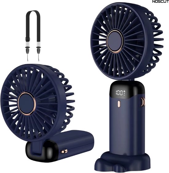 Noscut Handventilator- Mini ventilator- Elektrisch- Luchtverkoeling- Draadloos- Tafelventilator- Donkerblauw