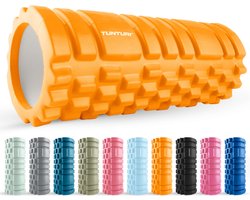 Tunturi Yoga Grid Foam Roller - Massage Roller - Foamroller - Fitness Roller - Oranje - 33cm - Incl. gratis fitness app