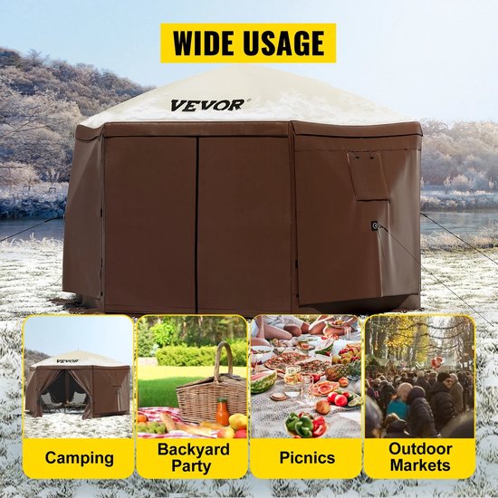 Camping Pop-up Tent 3,66x3,66 meter - Tuinhuisje - Camping -Luifel - Onderdak - Anti muggen - Zonnescherm van Camping — afbeelding 3