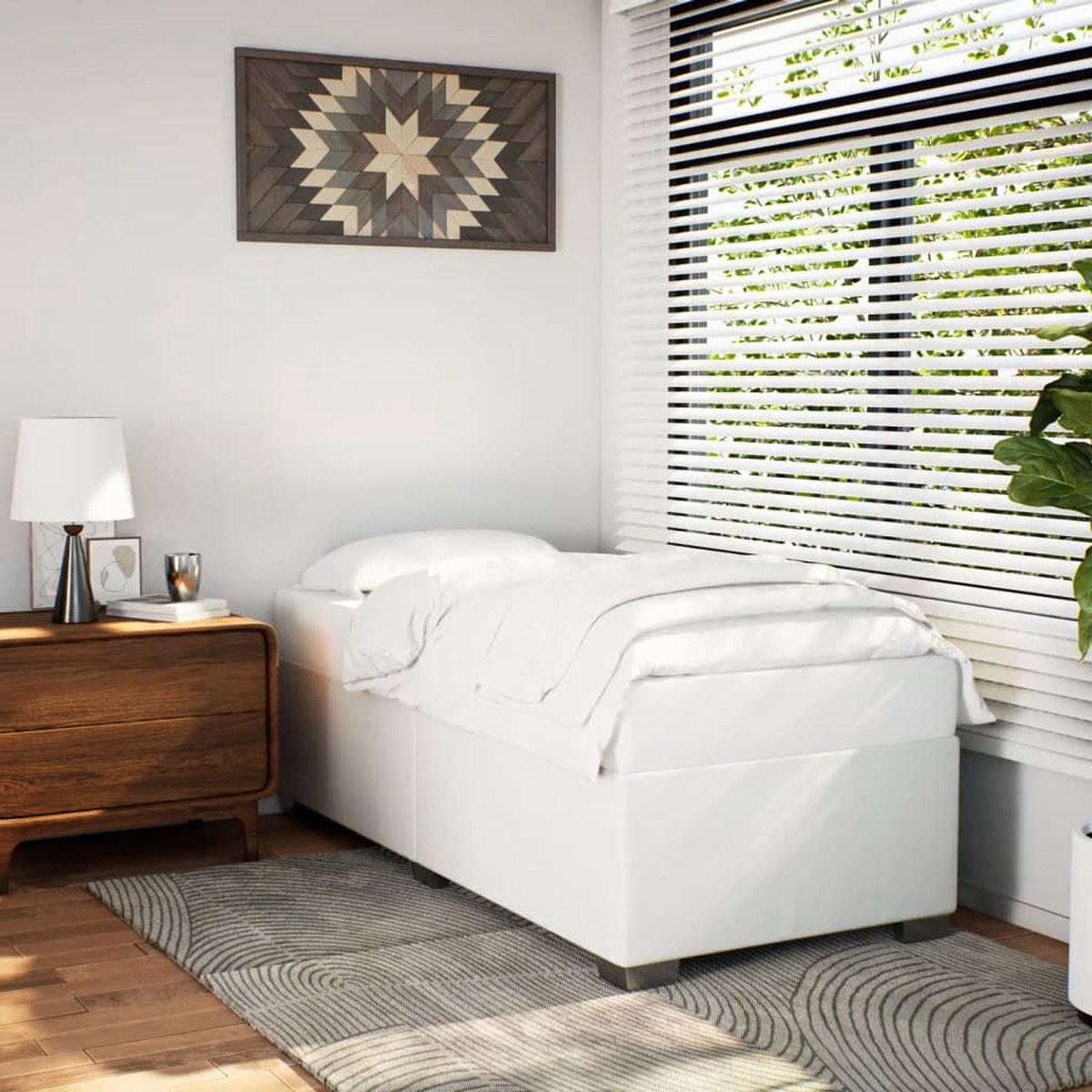 vidaXL - Bedframe - kunstleer - wit - 90x200 - cm