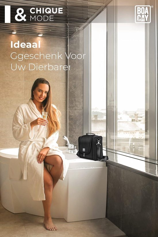 PAVILIA Toilettas om op te hangen, voor dames en heren, opvouwbaar, waterdicht, toiletaccessoires, grote essentiële reisset, Zwarte visgraat