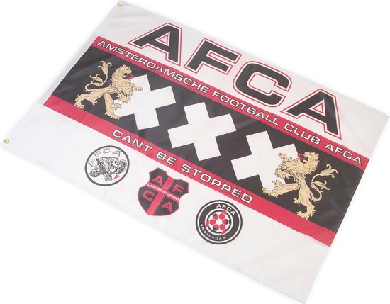 Ajax vlag met 'AFCA' en de Andreaskruizen van Amsterdam.