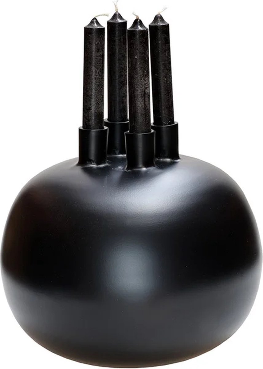 Kandelaar Valdes | Zwart - Black | Ø25 x H24 cm