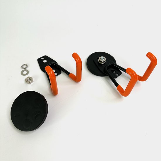 MGM Trading - Magnetische Haken voor Garageopslag, Set van 2 Magnetische Haken met Anti-Slip Coating voor Binnen- en Buitengebruik (Oranje)