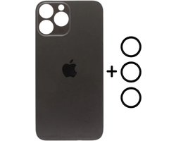 iPhone 13 Pro Max Achterkant Vervanging Glas inclusief O-Ringen | Back Cover | Met logo | Big hole | Grijs