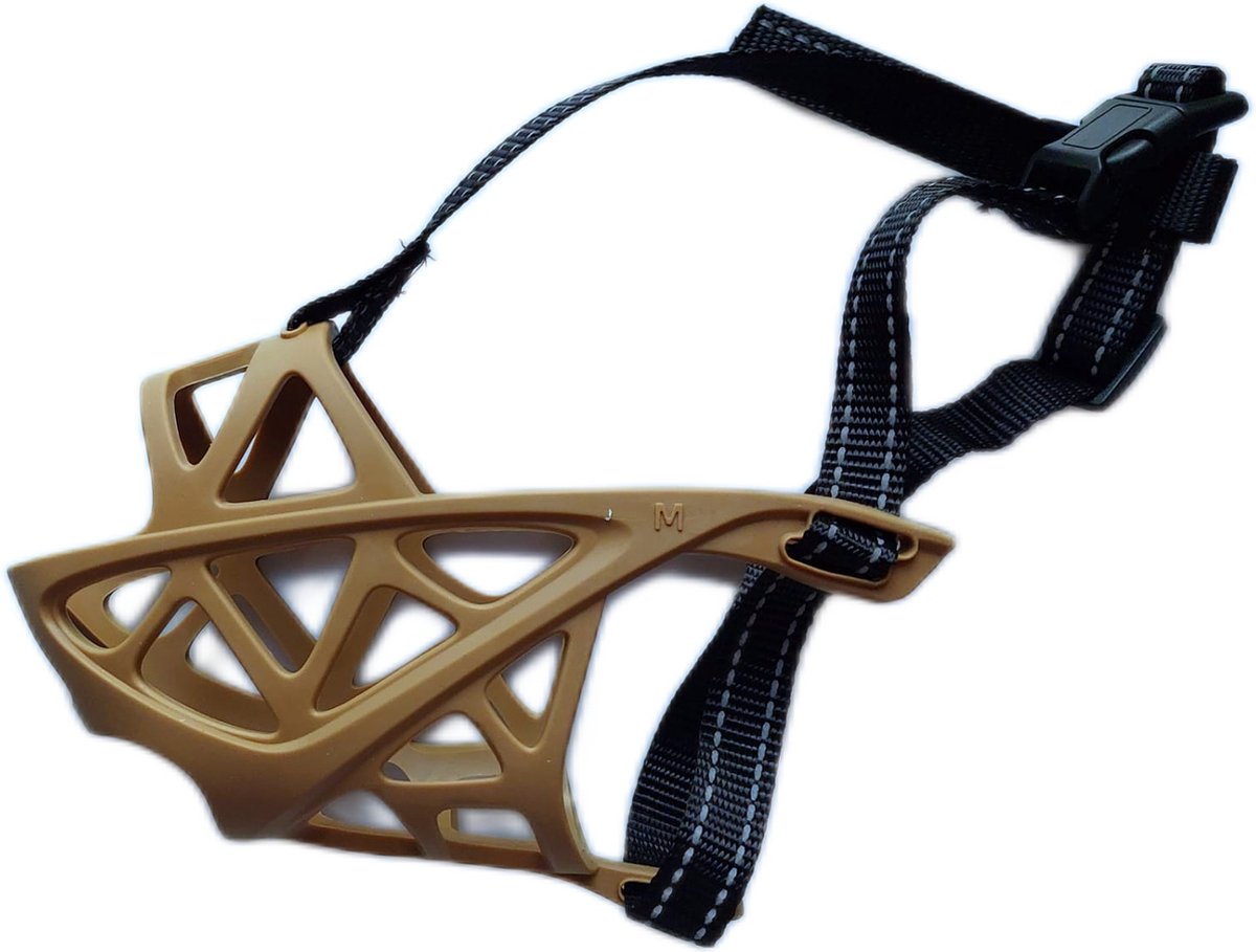 Bol.com Muilkorf honden - Maat L - Silicone medium hard - Licht bruin - Hondenmuilkorf - muilkorf - Honden training - Muilkorven... aanbieding