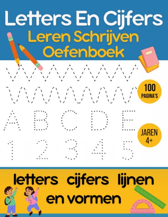 Foto: Letters en cijfers leren schrijven oefenboek kinderen beginners preschool werkboek voor overtrekken allereerste stappen naar schrijven alfabet letters cijfers lijnen en vormen paperback 12 februari 2023