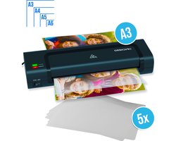 Lamineerapparaat A3, A4, A5 en A6 - Lamineermachine A3 - Plastificeerapparaat A3 - Zwart - Fichero