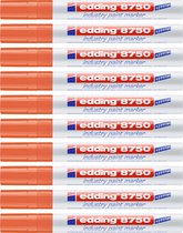 edding 8750 industrie lakmarker - doosje van 10 stuks - oranje - puntdikte 2-4 mm - voor alle ondergronden met in het bijzonder olieachtige, vettige stoffige en donkere oppervlaktes - (zout)water vast en wrijfvast - gemaakt van aluminium