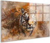 Tableau Tigre - Tableau Animaux sur verre - Décoration murale Peinture - Décoration murale industrielle - Verre acrylique - Oeuvre verre acrylique 120x80 cm