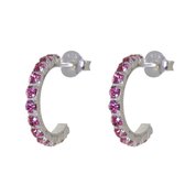 Behave – Boucles d'oreilles – Boucles d'oreilles en argent sterling 925 avec pierres de cristal rose fuchsia