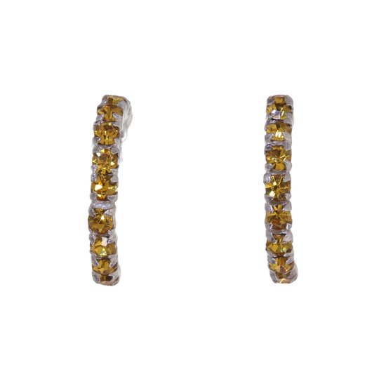 Behave – Boucles d'oreilles – Boucles d'oreilles en argent sterling 925 avec pierres en cristal marron clair